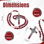 Catholic Rosary Necklace Deep Red Beads Dimensions
