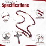Catholic Rosary Necklace Deep Red Beads Specifications