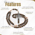 Italian Walnut Wood Catholic Rosary Necklace Features