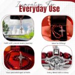 Catholic Rosary Necklace Deep Red Beads Everyday use