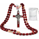 Catholic Rosary Necklace Deep Red Beads