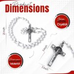 Catholic Rosary Necklace White Crystal Beads Dimension