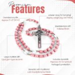 Catholic Rosary Necklace Soft Pink Beads Features