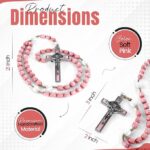 Catholic Rosary Necklace Soft Pink Beads Dimension