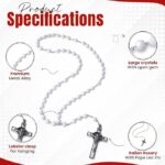 Catholic Rosary Necklace White Crystal Beads Specification