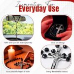 Catholic Rosary Necklace Black Crystal Beads Everyday