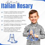 Catholic Rosary Necklace Blue Crystal italian