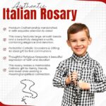 Catholic Rosary Necklace Black Crystal Beads Italian