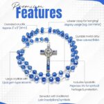 Catholic Rosary Necklace Blue Crystal features