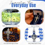 Catholic Rosary Necklace Blue Crystal everyday