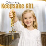 Catholic Rosary Necklace Gold Crystal Beads Gift