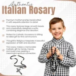 Catholic Rosary Necklace Italian Black Wood Authentic