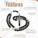 Catholic Rosary Necklace Italian Black Wood Features