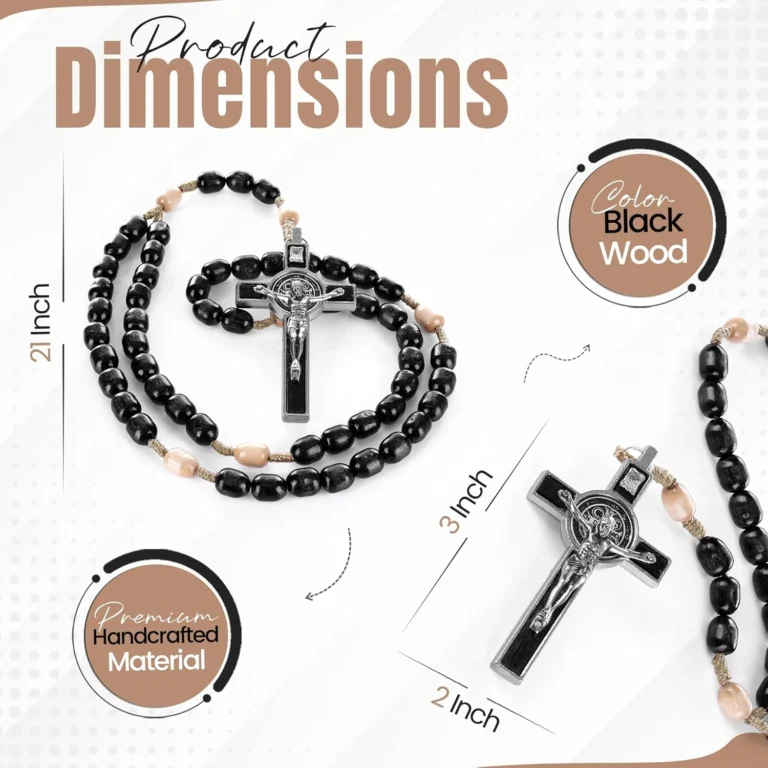 Catholic Rosary Necklace Italian Black Wood Product