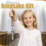 Catholic Rosary Necklace Italian Gray Seed Gift