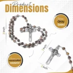 Catholic Rosary Necklace Italian Gray Seed Product