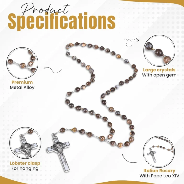 Catholic Rosary Necklace Italian Gray Seed Specification