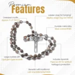 Catholic Rosary Necklace Italian Gray Seed features