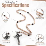 Catholic Rosary Necklace Italian Natural Wood Specification