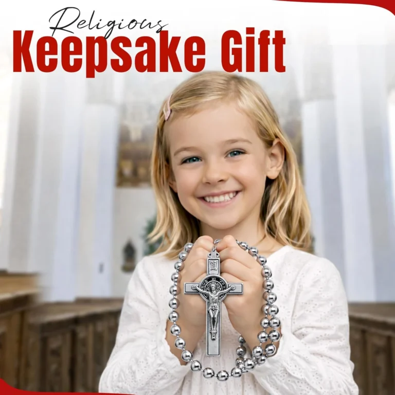 Catholic Rosary Necklace Italian Silver Steel Gift