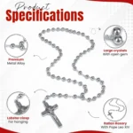Catholic Rosary Necklace Italian Silver Steel Specification