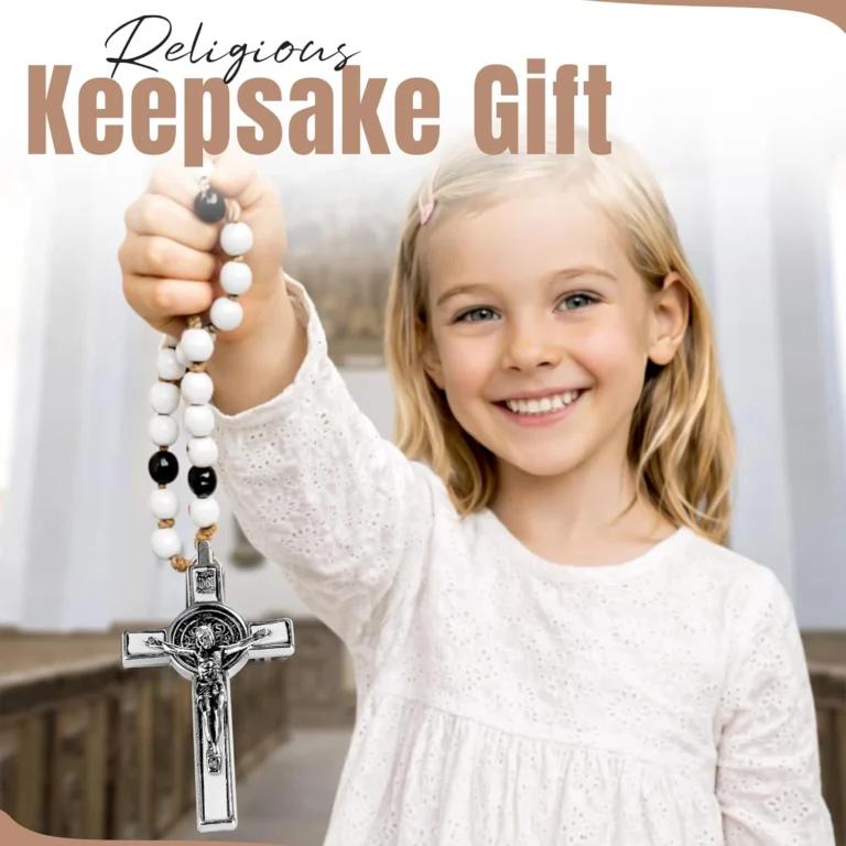 Catholic Rosary Necklace Italian White Wood Gift