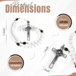 Catholic Rosary Necklace Italian White Wood Product