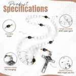 Catholic Rosary Necklace Italian White Wood Specification