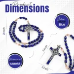 Catholic Rosary Necklace Navy Blue Beads Dimensions