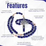 Catholic Rosary Necklace Navy Blue Beads Features