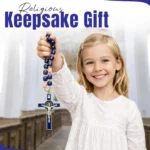Catholic Rosary Necklace Navy Blue Beads Gift