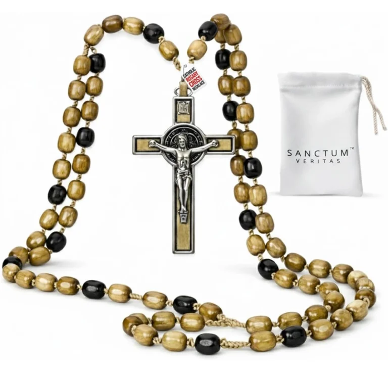 Catholic Rosary Necklace Italian Olive Wood USA