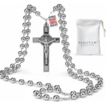 Catholic Rosary Necklace Italian Silver Steel USA
