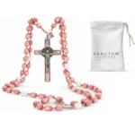 Catholic Rosary Necklace Soft Pink Beads USA