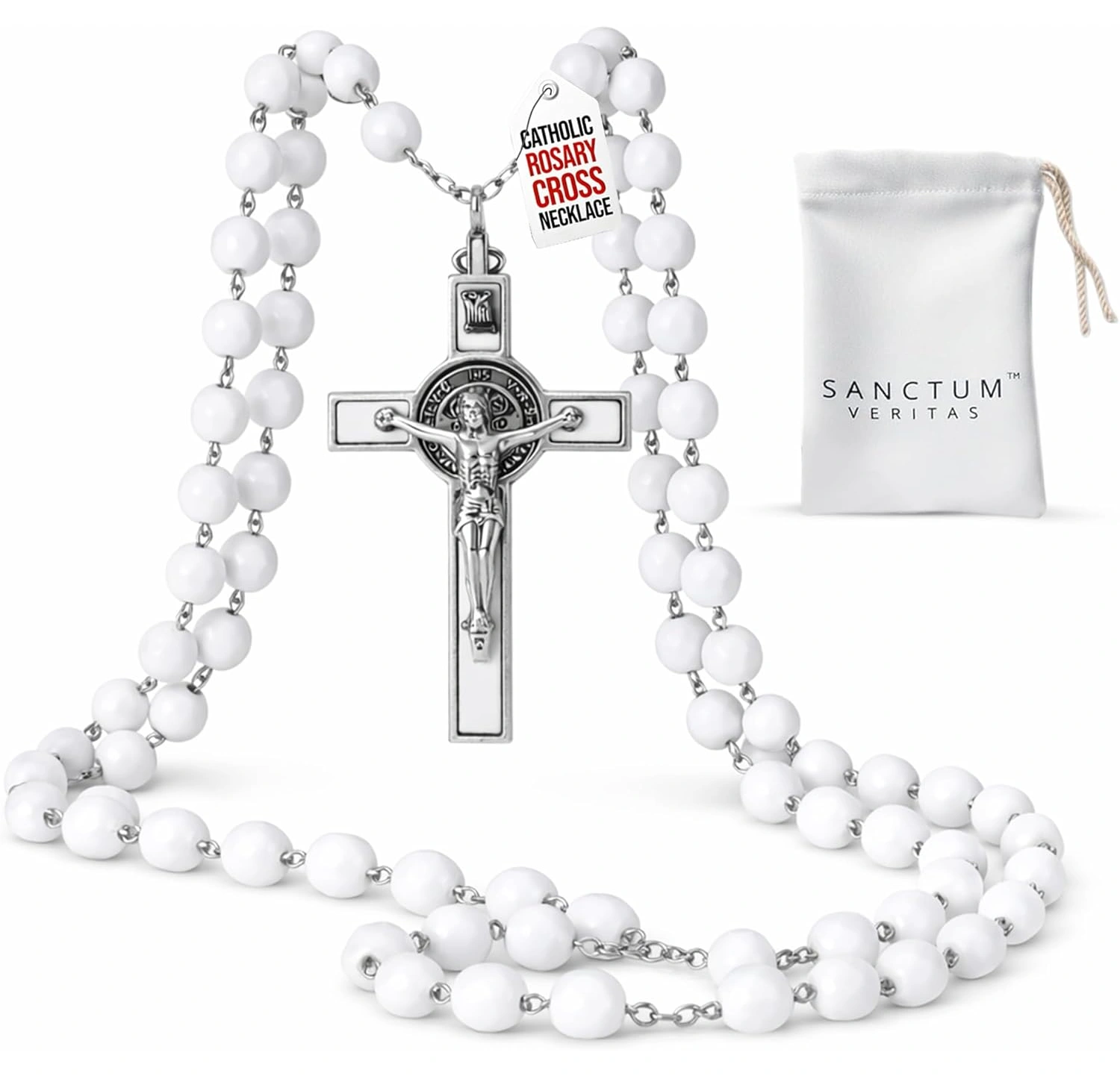 Necklace White Crystal Beads USA