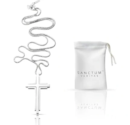 Silver Stainless Steel Cross Necklace for Men & Women – Christian Pendant