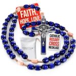 Catholic Rosary Necklace Navy Blue Beads – Prayer Gift for Men & Women