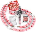Catholic Rosary Necklace Soft Pink Beads – Prayer Gift for Men & Women