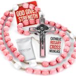 Catholic Rosary Necklace Soft Pink Beads – Prayer Gift for Men & Women