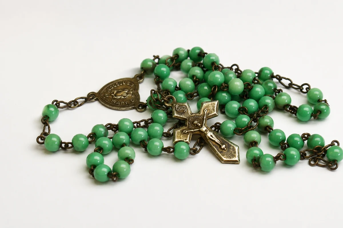 green luminous rosary beads